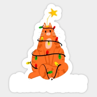 Merry Catmas Ginger Cat Sticker